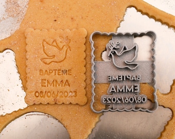 Emporte-pièce Personnalisé Baptême Biscuit Colombe