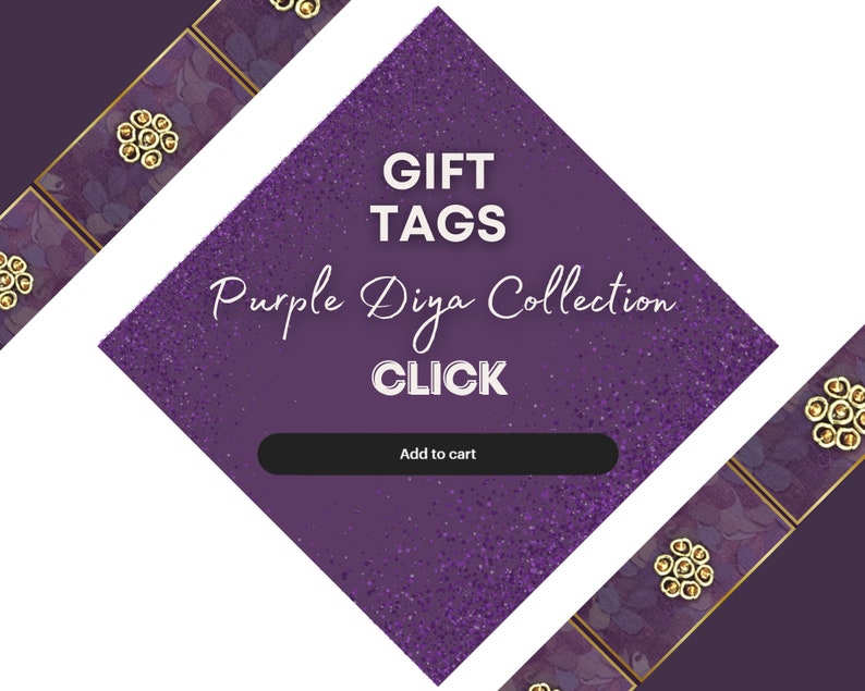Gift Tags, Purple Diya collection, Click Add To Cart
