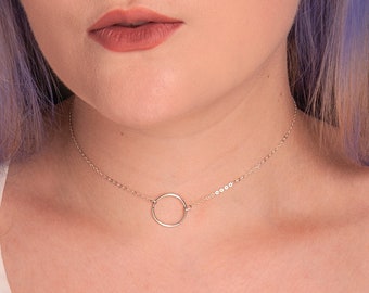 Silver Discreet Day Collar | Eternity Collar O Ring Choker Collar Women Sub Dom Sub Gifts