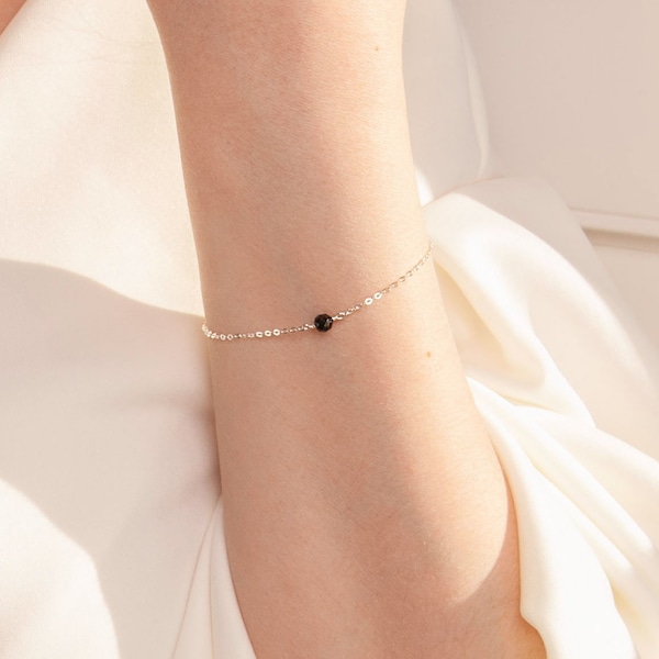 Dainty Black Tourmaline Bracelet | Empath Protection Bracelet | Healing Crystal Bracelet Dainty Crystal Bracelet | Friendship Bracelet