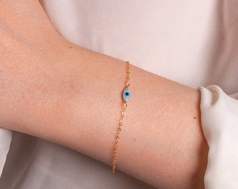 Bracelet Dainty Evil Eye Bracelet de protection | Bracelet grec mauvais œil | Petit bracelet mauvais œil Bracelet mauvais œil bleu Bracelet bleu