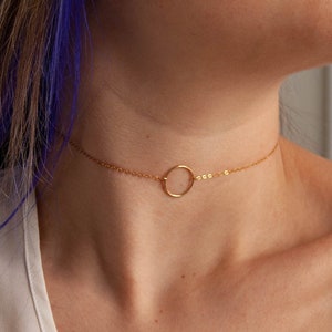 Gold Discreet Day Collar | Collar Discreet Sub Gold Necklace | Gold Karma Necklace Sub Collar for Women | Dainty Necklace Slave Necklace