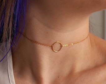 Gold Filled Discreet Day Collar: Gold Karma O Ring Necklace
