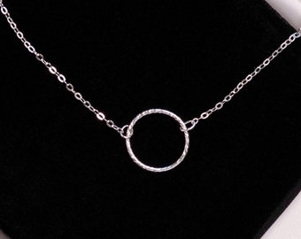 Sterling Silver Discreet Day Collar Eternity Collar | Silver O Ring Choker, Sub Day Collar, Dainty Silver Necklace Gift for Her Jewelry