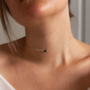 Black Tourmaline Necklace Choker | Empath Protection Necklace | Healing Crystal Necklace Dainty Crystal Necklace Black Stone Choker
