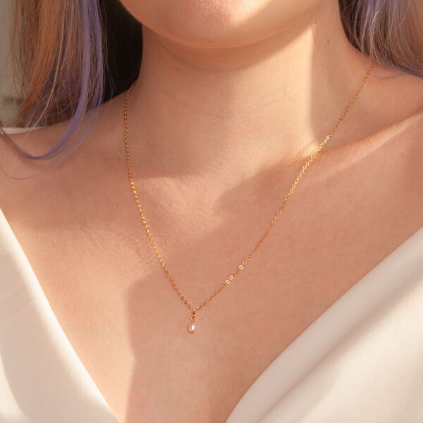Minimalist Pearl Station Necklace main image 0