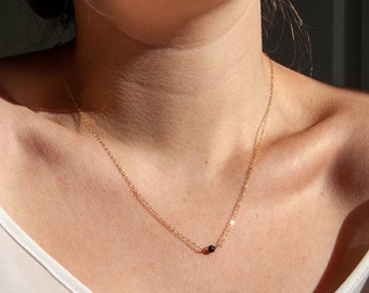 Black Tourmaline Necklace | Empath Protection Necklace | Healing Crystal Necklace Dainty Crystal Necklace Black Stone Choker