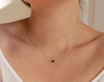 Dainty Black Tourmaline Empath Protection Necklace: Sterling Silver or Gold Filled Healing Crystal Choker