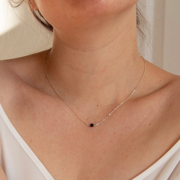 Black Tourmaline Necklace | Empath Protection Necklace | Healing Crystal Necklace Dainty Crystal Necklace Black Stone Choker