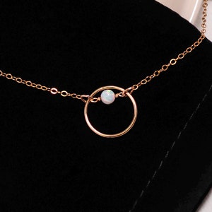 Opal Discreet Day Collar: Sterling Silver or Gold Filled O Ring Choker