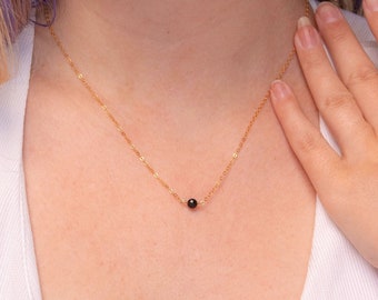 Black Tourmaline Empath Protection Necklace in 14k Gold Filled or Sterling Silver