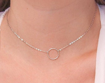 Sterling Silver Eternity Collar: Discreet O Ring Choker