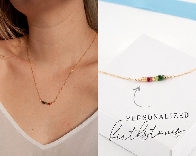 Custom Birthstone Necklace | Family Birthstone Necklace | Personalized Birthstone Necklace for Mom | Dainty Custom Mothers Day Gift