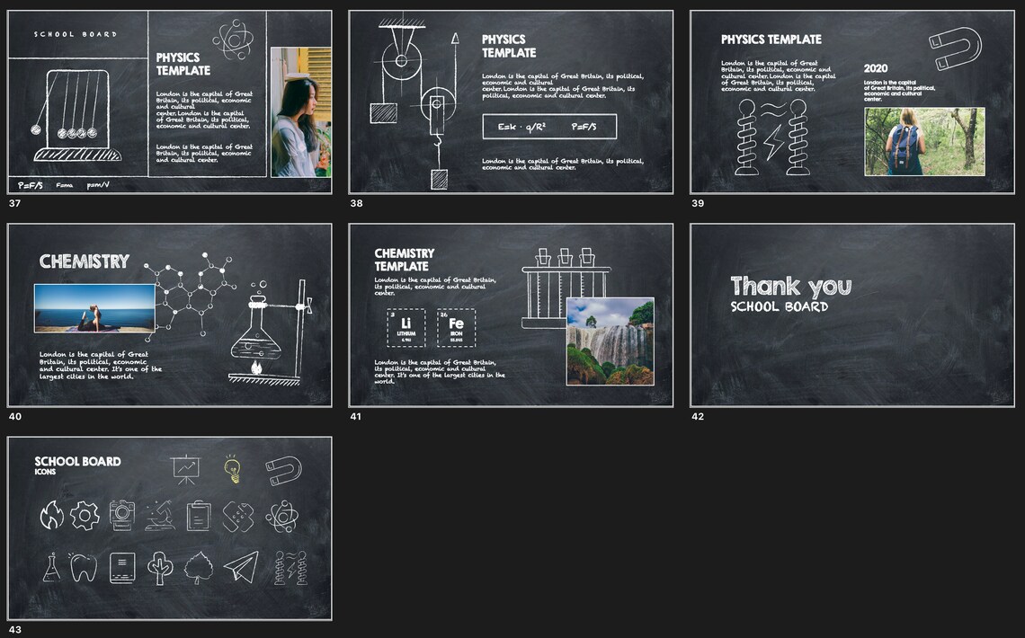 Blackboard chalkboard powerpoint presentation template for Etsy