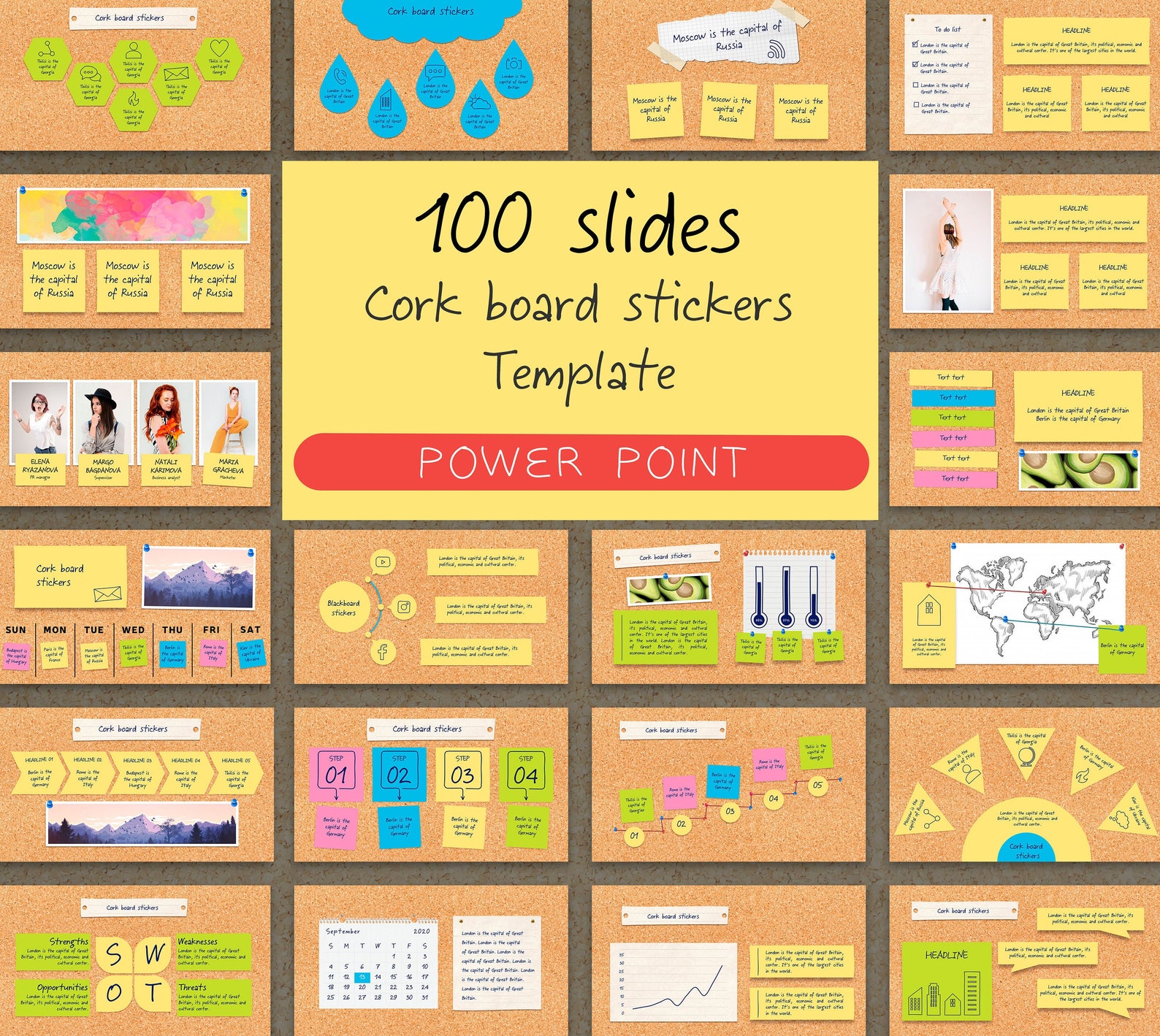 Cork board powerpoint presentation template Teacher Etsy
