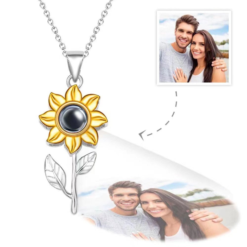 Sunflower Projection Necklace Custom Photo Necklace Personalized