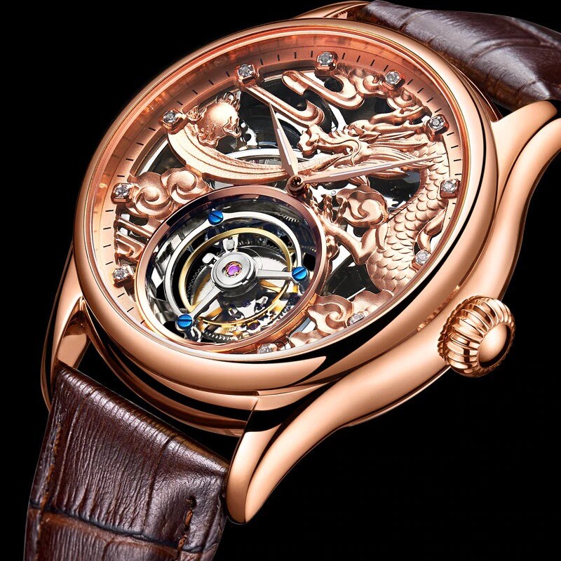 Tourbillon Celebrity Watch, With 3D Microcarving, Power Dragon Genuine