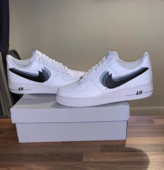 Nike Air Force One 1 3D triple swoosh hand-painted custom | Etsy