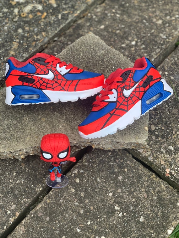 Marvel Spider-Man themed custom Nike air max 90 trainers | Etsy