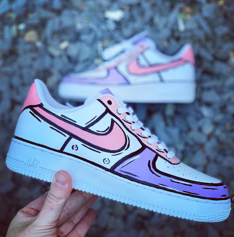 Nike Air Force 1 one sketch/cartoon-style custom trainers | Etsy