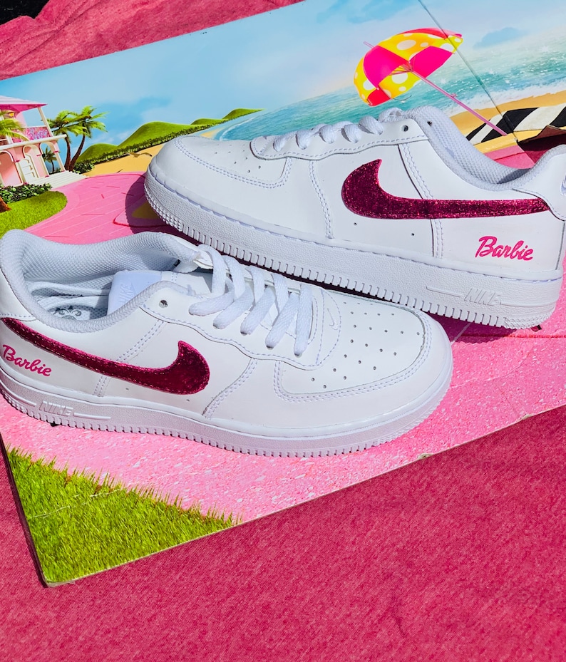 Customised custom handpainted Barbiethemed Nike Air Force 1 Etsy Customised custom handpainted Barbiethemed Nike Air Force 1 Etsy