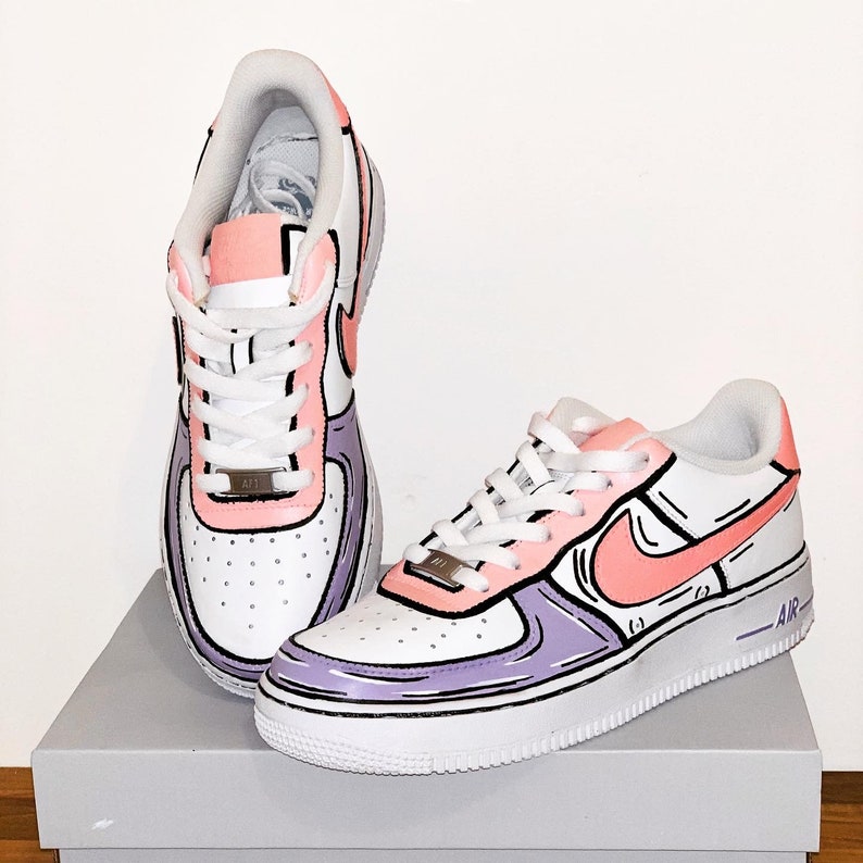 Nike Air Force 1 one sketch/cartoon-style custom trainers | Etsy