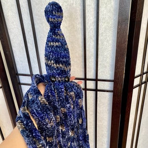 Velvet Squid | Squid Plushie | Crochet Squid | Toy Squid | Blue, Grey & Navy Stuffed Squid | Amigurumi | Stripped Squid Plushie | Handmade
