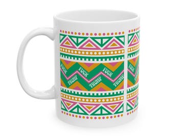 Taza de cerámica retro colorida anti-Trump, taza de café de resistencia política de protesta, regalo activista, vajilla liberal demócrata, elección