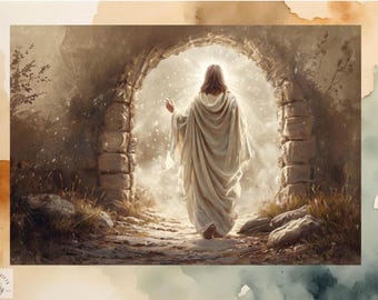 He is Risen, Watercolor Print – Christian Easter Resurrection Art
