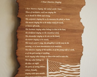 Engraved American Flag Wood Plaque - Patriotic Wall Decor, Personalized