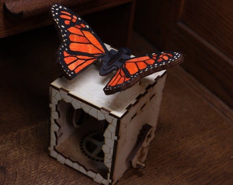 Monarch butterfly automata, Wooden butterfly model, Hand Painted Birthday gift