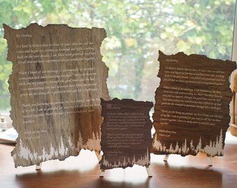 Custom Engraved Mahogany Love Letter - Rustic Forest Decor