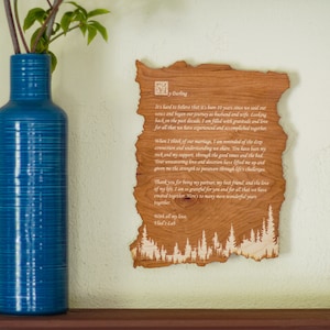 Placa de pared de madera grabada personalizada / Carta de amor personalizada, regalo para aniversarios, bodas y ocasiones especiales.