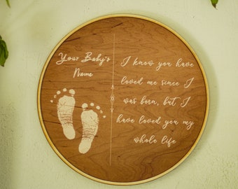 Engraved Footprint Name Sign: Personalized Wood Nursery Decor
