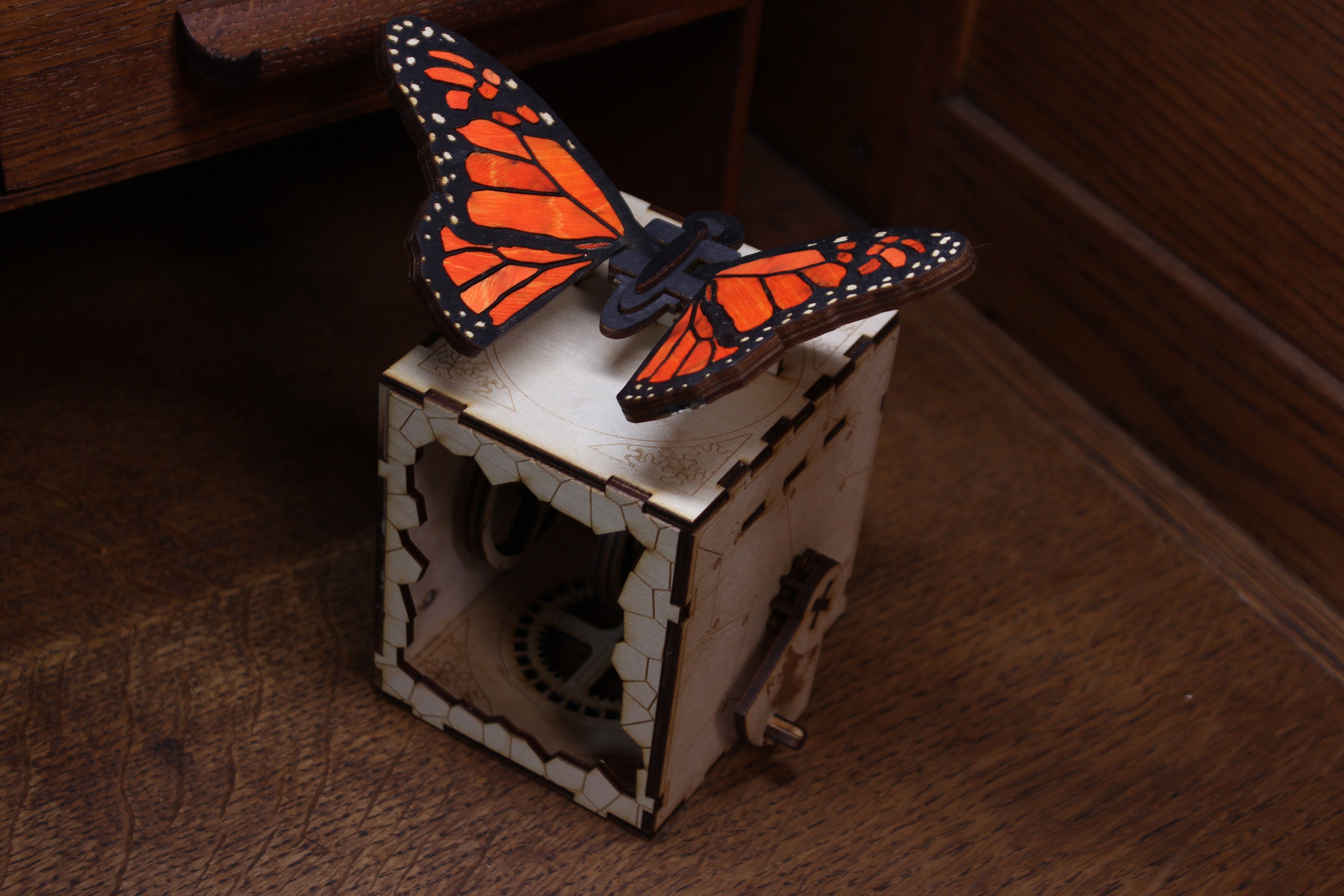 Monarch butterfly automata. Wooden mechanism operated Etsy