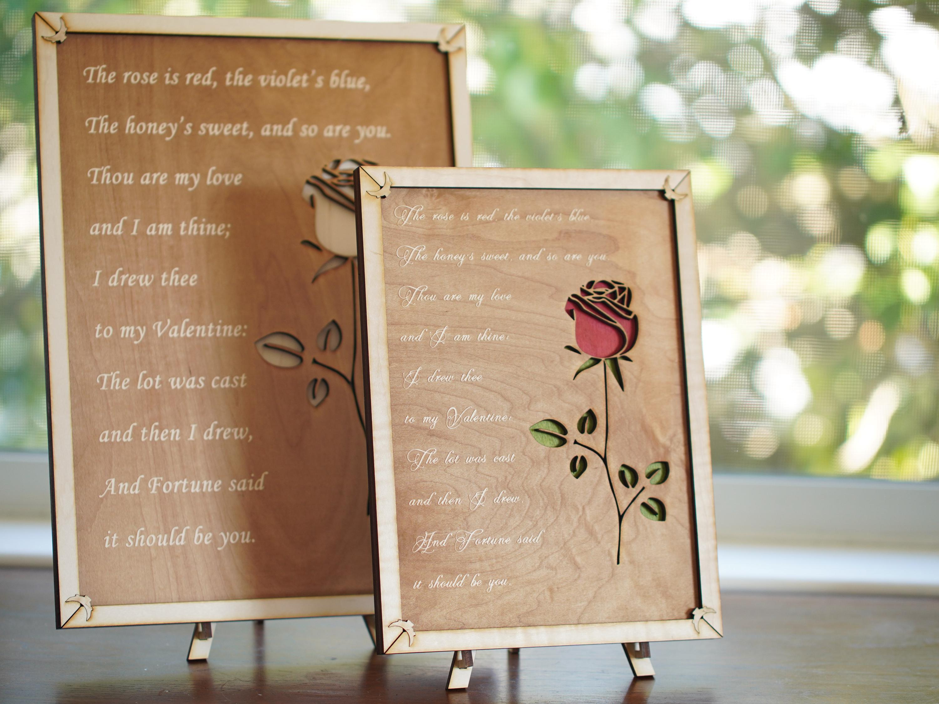 Roses Are Red Valentine's Engraved Poem| Custom Plaque With a Stand ...