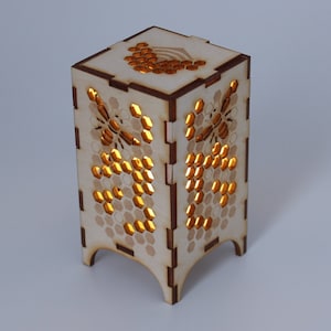 Bee LED Tea Light Lantern: Wooden Candle Holder