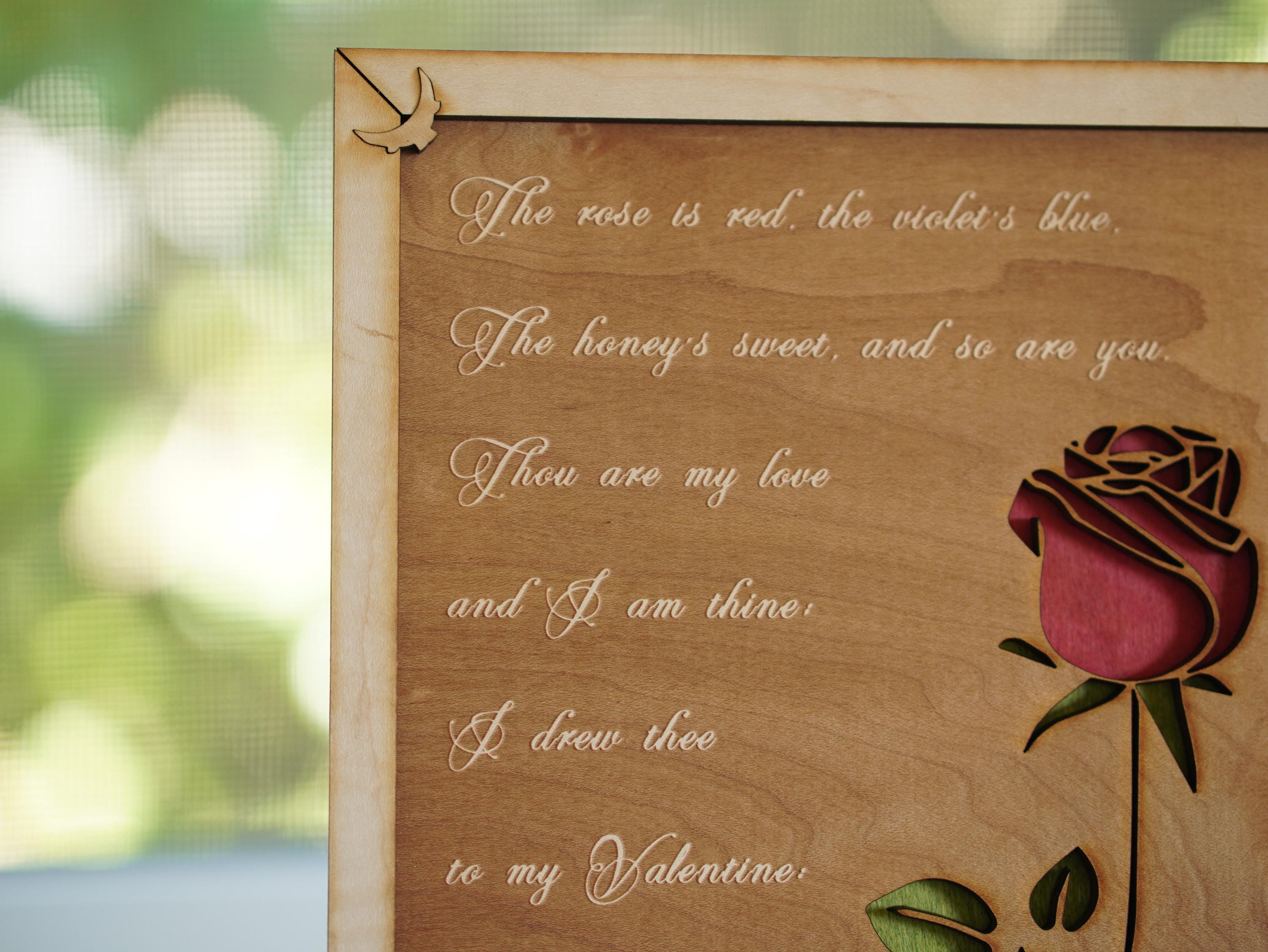 Roses Are Red Valentine's Engraved Poem| Custom Plaque With a Stand ...