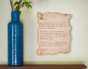 Engraved Wood Poem: Custom Personalized Wall Decor Keepsake