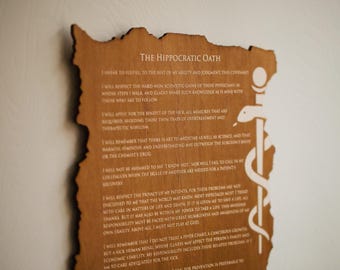 Engraved Hippocratic Oath Maple Plaque – Doctor Graduation Gift, Personalized