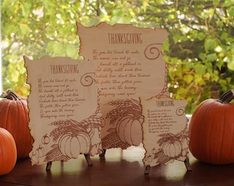 Engraved Thanksgiving Custom Blessing - or personalized Letter