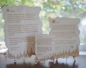 Personalized forest and night sky letter. Wood engraved poem. Small medium and Large