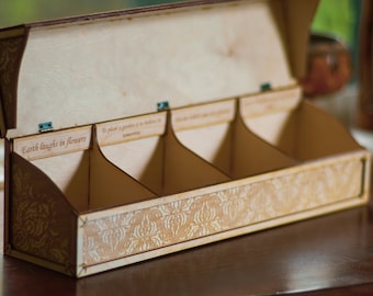 Personalized Storage Box | Custom Tea packet box | Cottage Core Decor | Personalized quote box