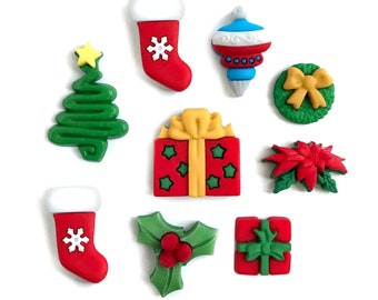Hung with Care ~ Christmas Buttons Galore Embellishment Buttons ~ Novelty Theme Pack