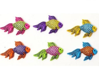 Glitter Fish ~ Dress It Up Embellishment Buttons ~ Jesse James Novelty Buttons Theme Pack