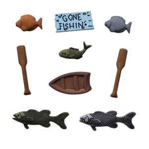 Fishing ~ Buttons Galore & More Embellishment Buttons ~ Novelty Theme Pack