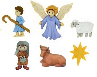 The Good Shepherd ~ Christmas Embellishment Buttons ~ Novelty Buttons Theme Pack