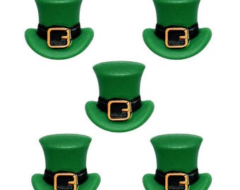 Irish Top Hat (5 pieces) ~ St. Patrick's Day ~ Flat Back Embellishments ~ Novelty Theme Pack - Shelly's Buttons and More
