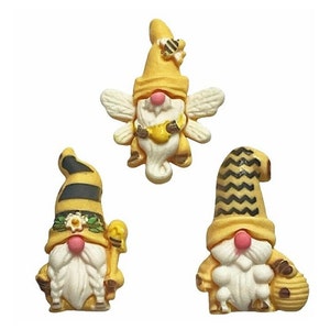 Honey Bee Gnomes Embellishment Set ~ Shelly&#39;s Buttons and More - Flat Back Embellishment Buttons ~ Novelty Buttons Theme Pack