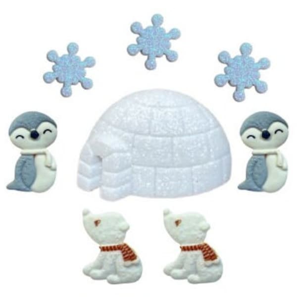 Arctic Babies ~ Botones de Shelly y más botones decorativos ~ Paquete temático de botones novedosos